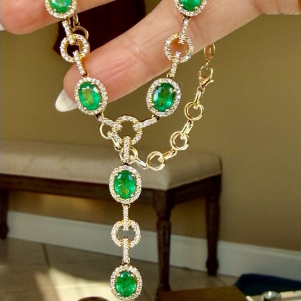 Effy 14 karat gold 8 carats emerald and diamond Necklace - Picture 14 of 15